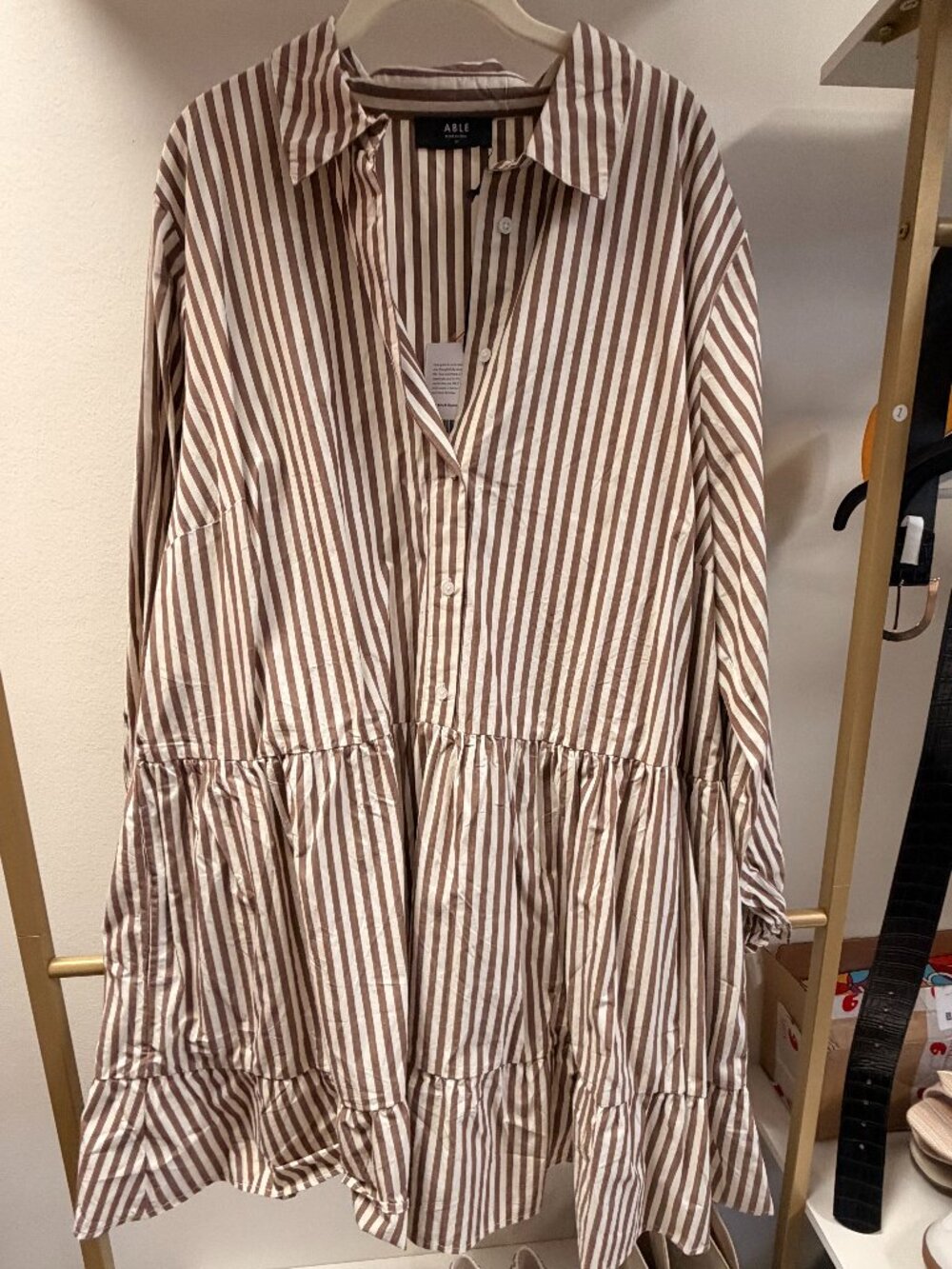 Able Button Down Ruffle Mini Dress - Picture 2 of 3